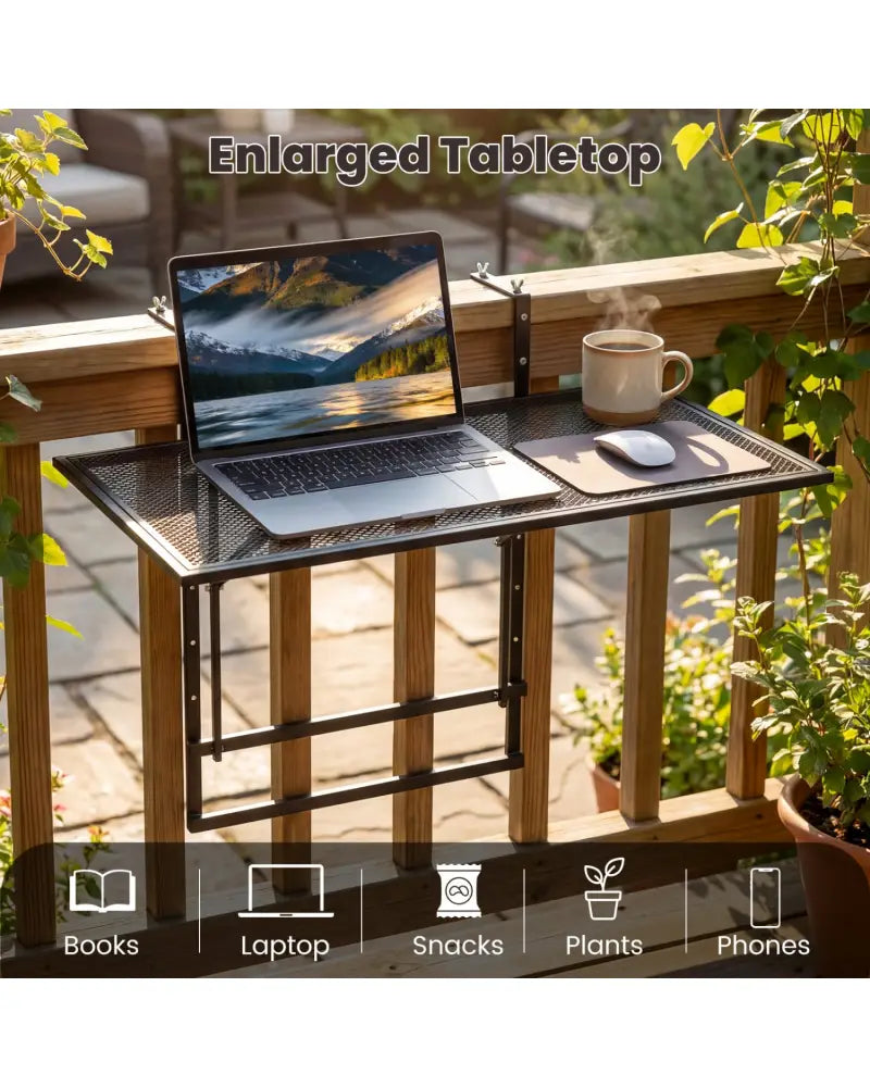 31.5 Inch Large Metal Folding Bar Table with 5-Position Adjustable Height - Patio Tables
