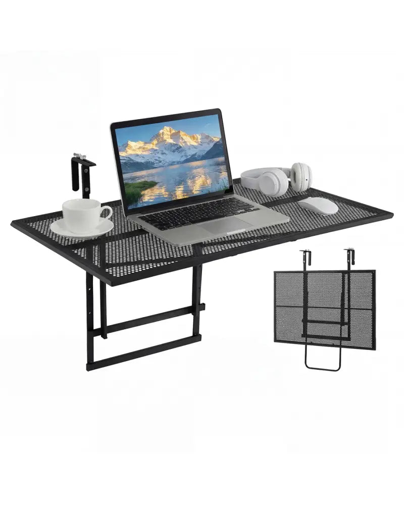 31.5 Inch Large Metal Folding Bar Table with 5-Position Adjustable Height - Patio Tables