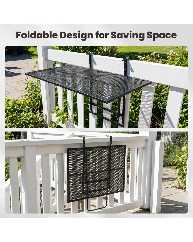 31.5 Inch Large Metal Folding Bar Table with 5-Position Adjustable Height - Patio Tables