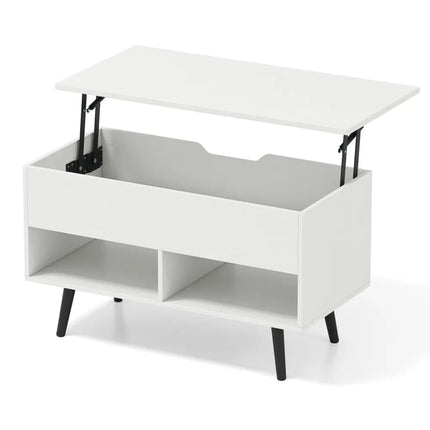 31.5 Inch Lift-Top Coffee Table with Hidden Storage and 2 Open Shelves-White Costway