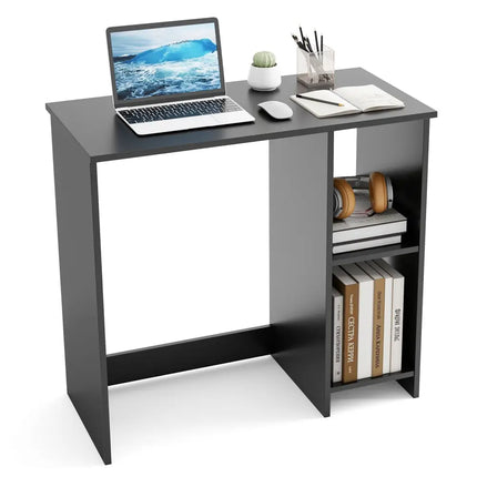 31.5 Inch  Modern Home Office Desk with 2 Compartments-Black Costway