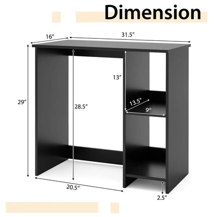 31.5 Inch  Modern Home Office Desk with 2 Compartments-Black Costway