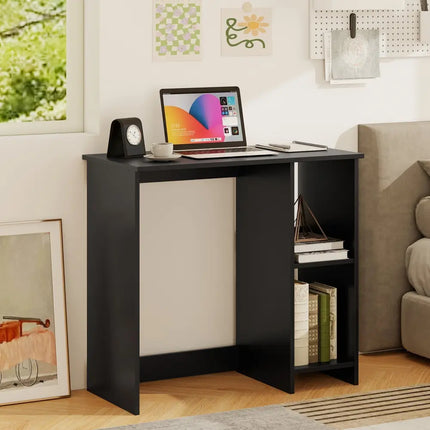 31.5 Inch  Modern Home Office Desk with 2 Compartments-Black Costway