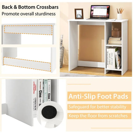 31.5 Inch  Modern Home Office Desk with 2 Compartments-White Costway