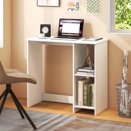 31.5 Inch  Modern Home Office Desk with 2 Compartments-White Costway