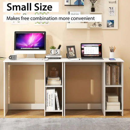 31.5 Inch  Modern Home Office Desk with 2 Compartments-White Costway