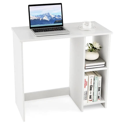 31.5 Inch  Modern Home Office Desk with 2 Compartments-White Costway