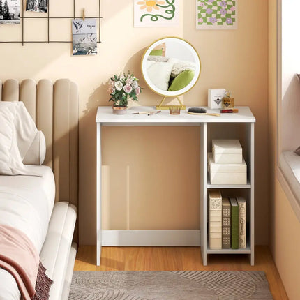 31.5 Inch  Modern Home Office Desk with 2 Compartments-White Costway