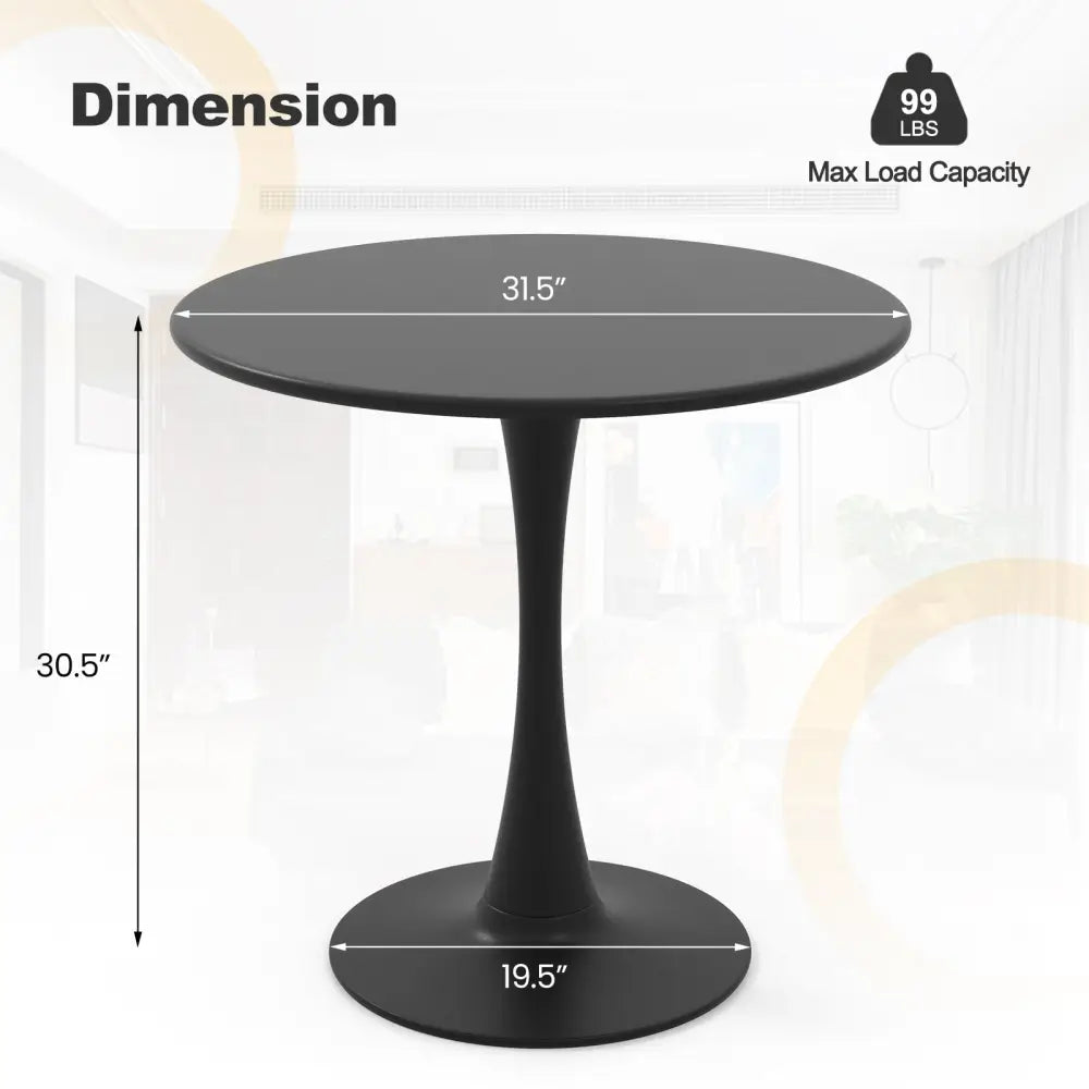 31.5 Inch Round Dining Table with Anti-Slip PP Ring-Black Costway