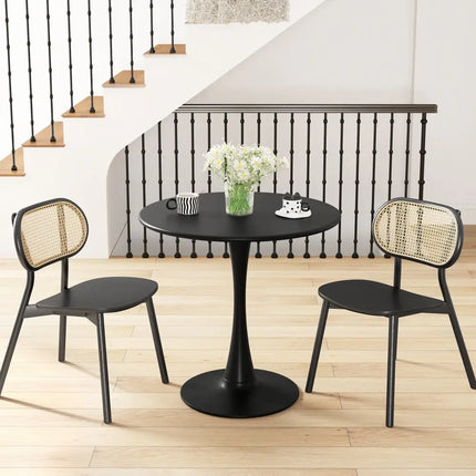 31.5 Inch Round Dining Table with Anti-Slip PP Ring-Black Costway