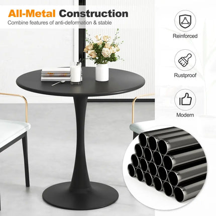 31.5 Inch Round Dining Table with Anti-Slip PP Ring-Black Costway