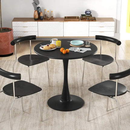 31.5 Inch Round Dining Table with Anti-Slip PP Ring-Black Costway