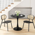 31.5 Inch Round Dining Table with Anti-Slip PP Ring-Black - Black - Bar Tables