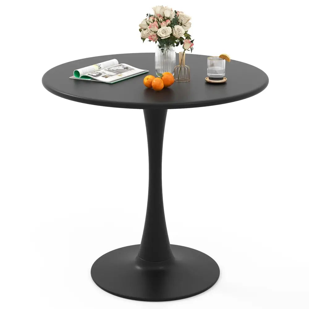 31.5 Inch Round Dining Table with Anti-Slip PP Ring-Black Costway