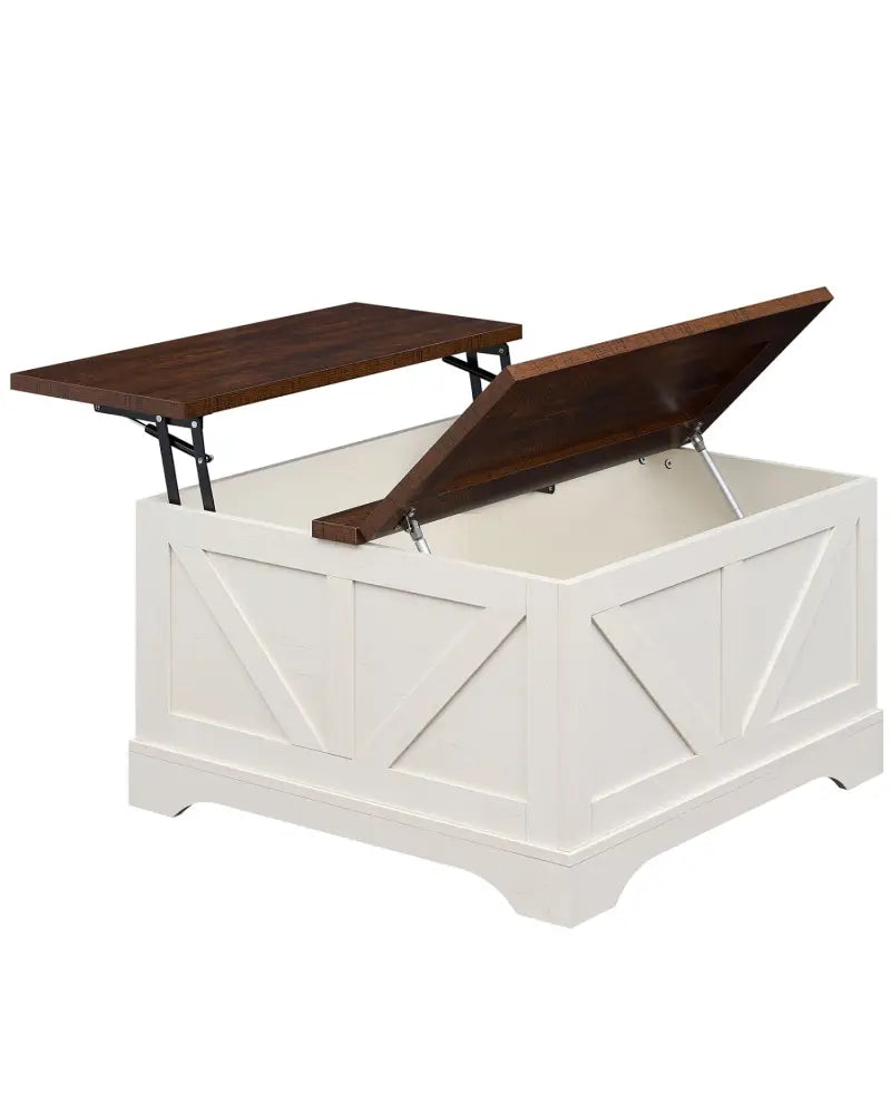 31.5 Inch Square Coffee Table with Lifting Tabletop and Hidden Compartment-Rustic Brown - Rustic Brown - Coffee Tables