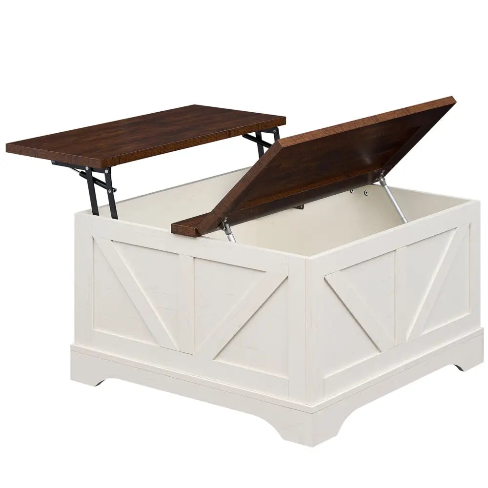 31.5 Inch Square Coffee Table with Lifting Tabletop and Hidden Compartment-Rustic Brown - Rustic Brown - Coffee Tables