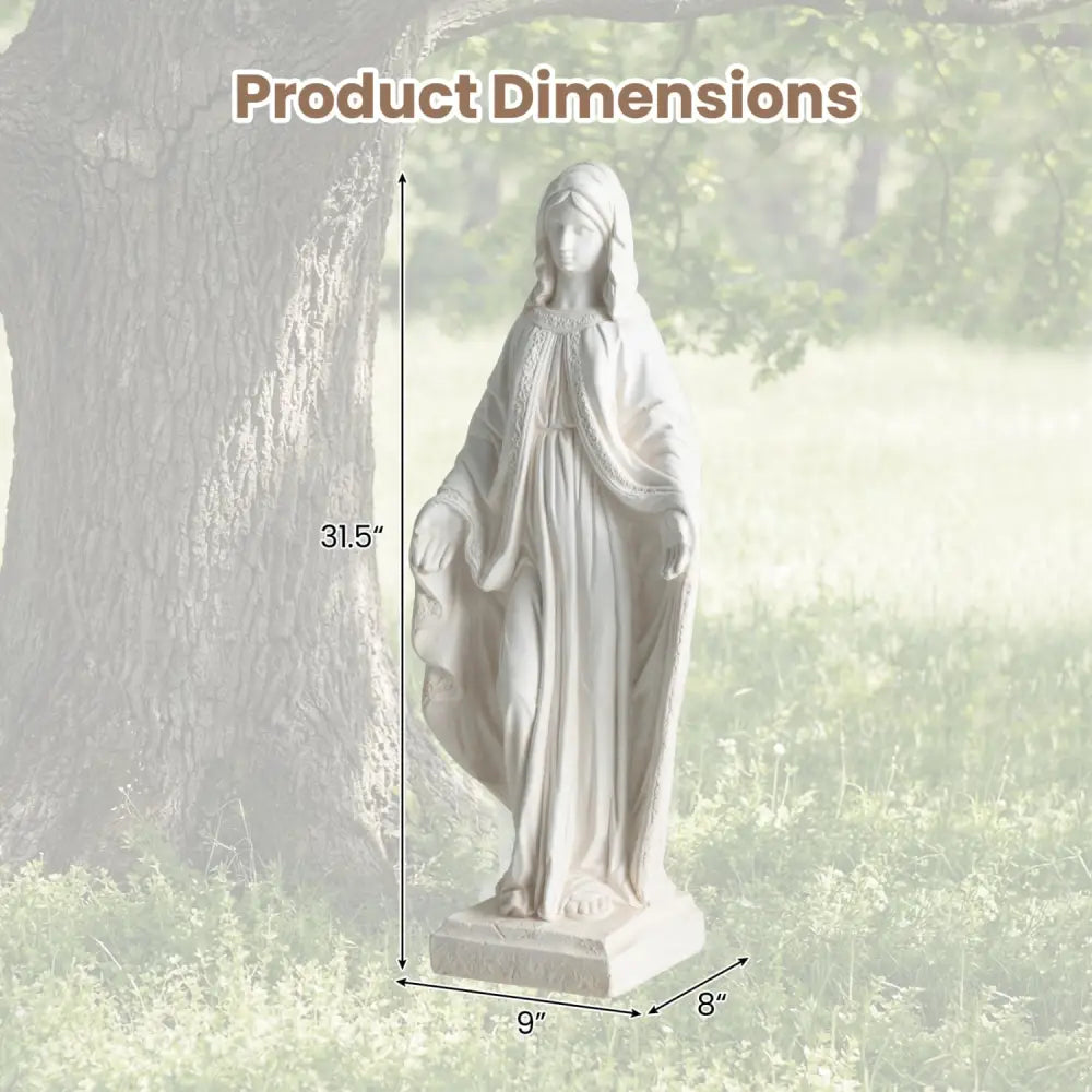 31.5 Inch Virgin Mary Statue with Aged Finish for Yard Patio-White - White - Outdoor Decor