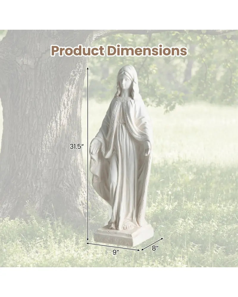 31.5 Inch Virgin Mary Statue with Aged Finish for Yard Patio-White - White - Outdoor Decor
