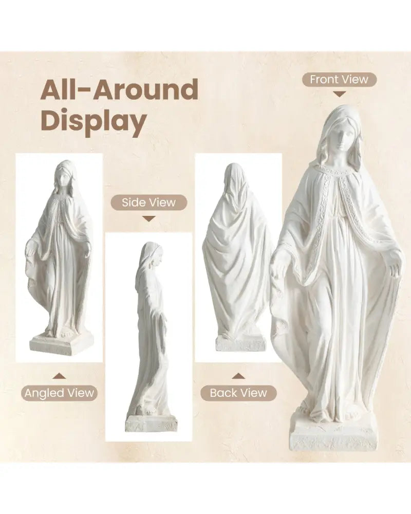 31.5 Inch Virgin Mary Statue with Aged Finish for Yard Patio-White - White - Outdoor Decor