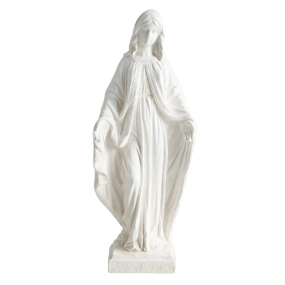 31.5 Inch Virgin Mary Statue with Aged Finish for Yard Patio-White - White - Outdoor Decor