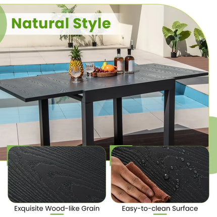 31.5 inches-63 inches Adjustable Patio Expandable Dining Table for 4-6 Person-Gray - Gray - Dining Tables