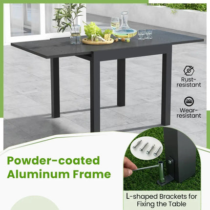 31.5 inches-63 inches Adjustable Patio Expandable Dining Table for 4-6 Person-Gray - Gray - Dining Tables