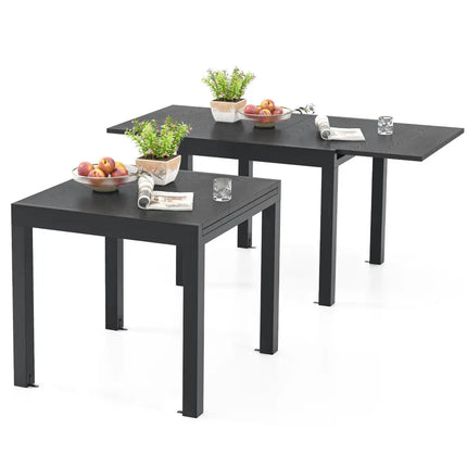 31.5 inches-63 inches Adjustable Patio Expandable Dining Table for 4-6 Person-Gray - Gray - Dining Tables