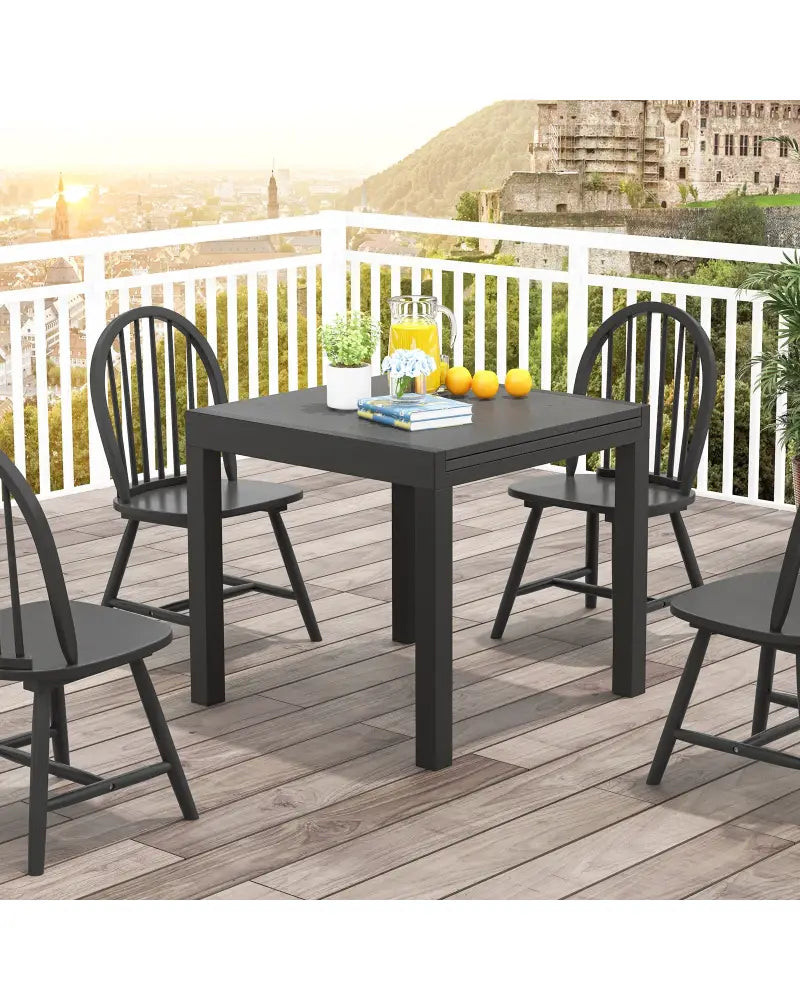 31.5 inches-63 inches Adjustable Patio Expandable Dining Table for 4-6 Person-Gray - Gray - Dining Tables