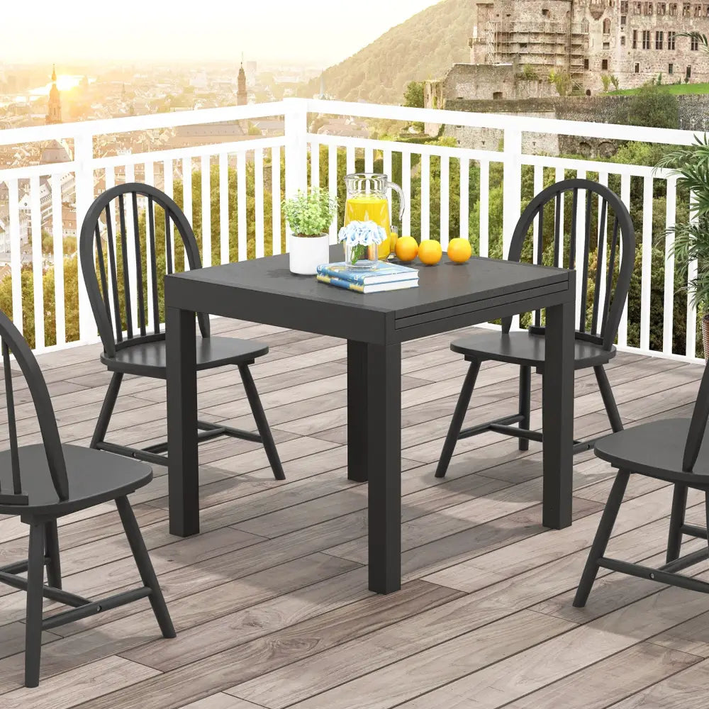 31.5 inches-63 inches Adjustable Patio Expandable Dining Table for 4-6 Person-Gray - Gray - Dining Tables