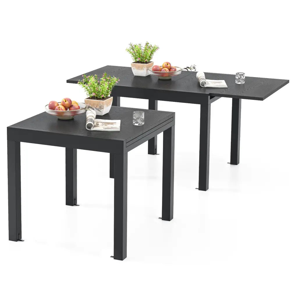 31.5 inches-63 inches Adjustable Patio Expandable Dining Table for 4-6 Person-Gray - Gray - Dining Tables