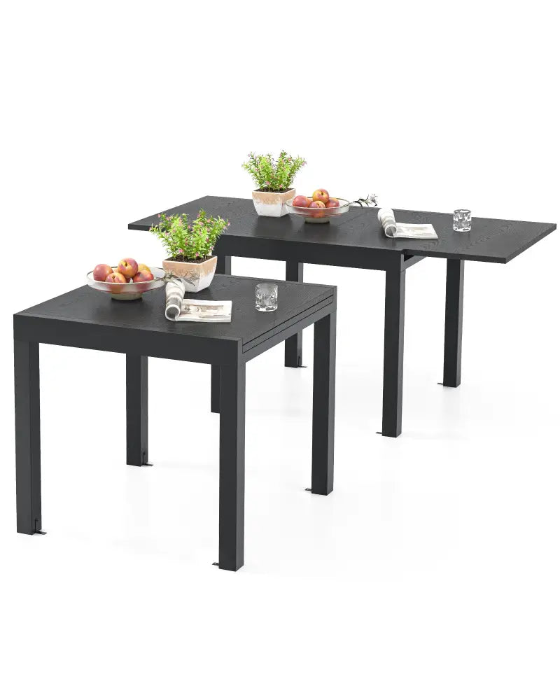 31.5 inches-63 inches Adjustable Patio Expandable Dining Table for 4-6 Person-Gray - Gray - Dining Tables