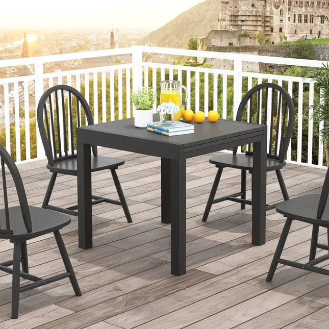 31.5 inches-63 inches Adjustable Patio Expandable Dining Table for 4-6 Person-Gray - Gray - Dining Tables