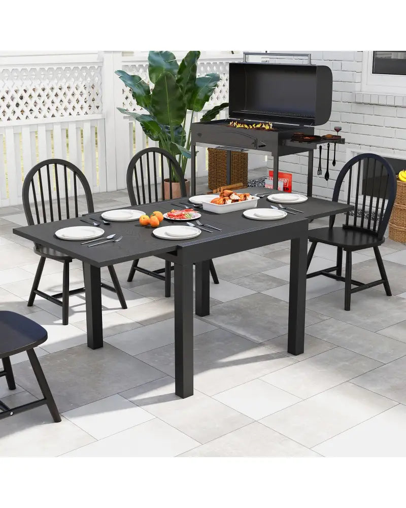 31.5 inches-63 inches Adjustable Patio Expandable Dining Table for 4-6 Person-Gray - Gray - Dining Tables