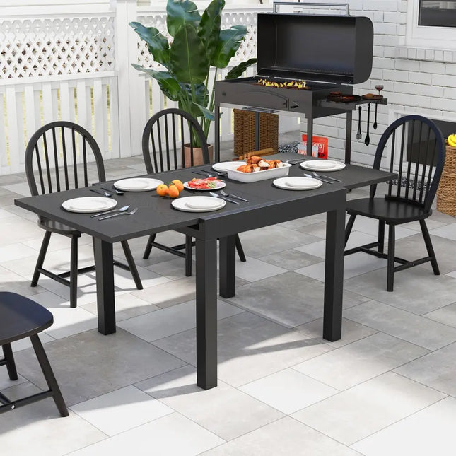 31.5 inches-63 inches Adjustable Patio Expandable Dining Table for 4-6 Person-Gray - Gray - Dining Tables