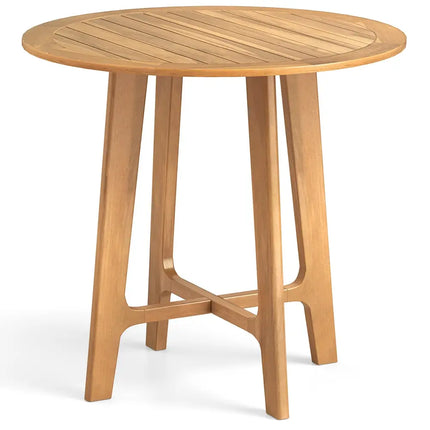 31.5 Inches Patio Dining Table with Slatted Tabletop and X-shaped Frame - Natural - Patio Dining Tables