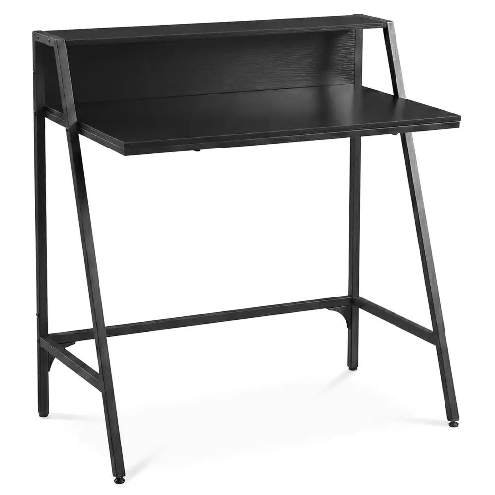 31.5’’ Industrial Desk with Raised Shelf Metal Frame-Black - Black - Computer Desks