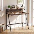 31.5’’ Industrial Desk with Raised Shelf Metal Frame-Rustic Brown - Rustic Brown - Computer Desks