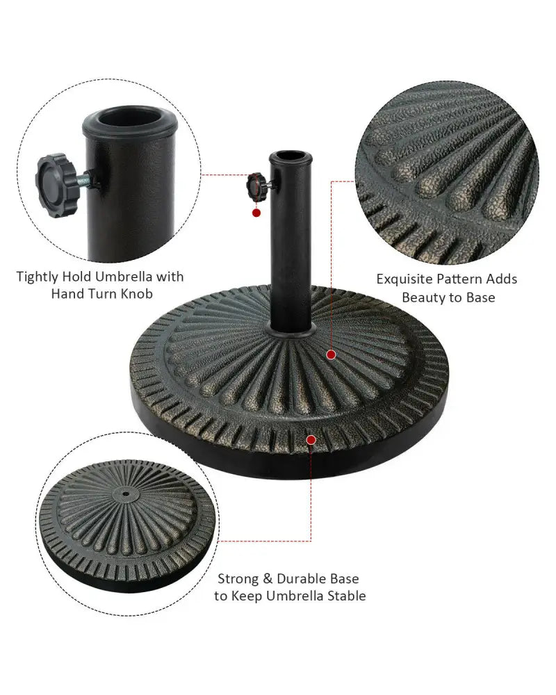 31.5 lbs Market Heavy-Duty Outdoor Stand Bronze Umbrella Base - Black - Outdoor Umbrella Bases