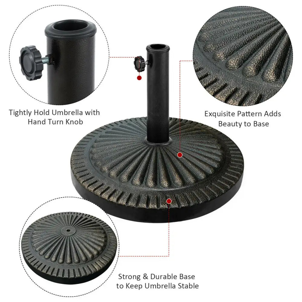 31.5 lbs Market Heavy-Duty Outdoor Stand Bronze Umbrella Base - Black - Outdoor Umbrella Bases