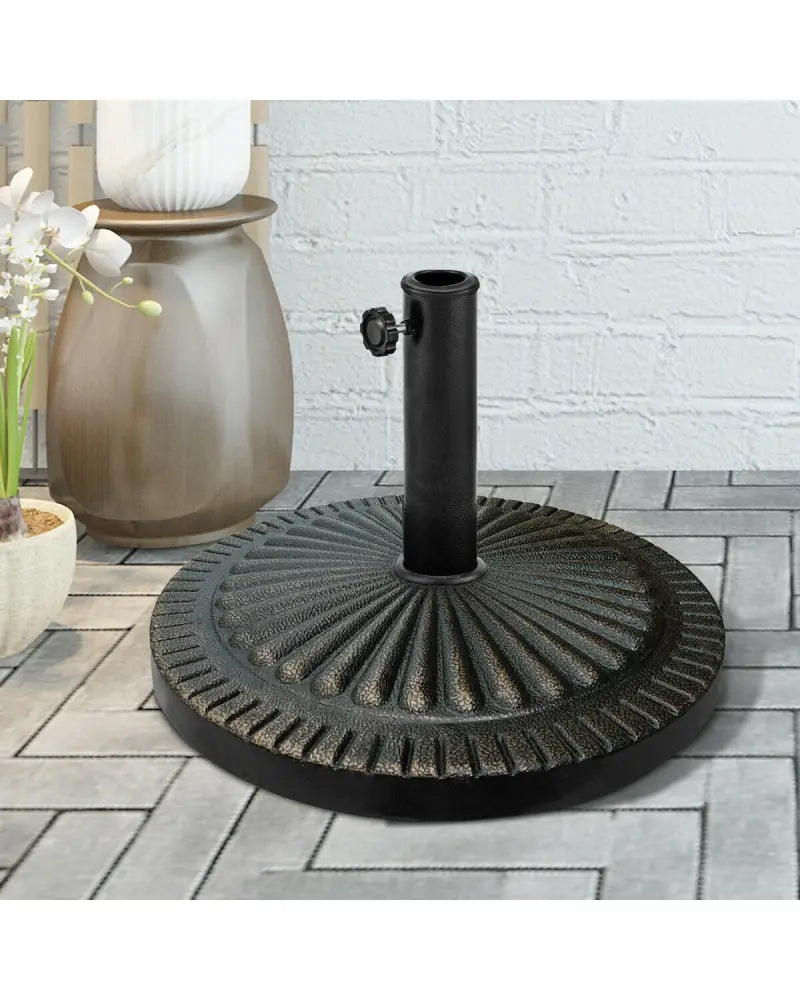 31.5 lbs Market Heavy-Duty Outdoor Stand Bronze Umbrella Base - Black - Outdoor Umbrella Bases