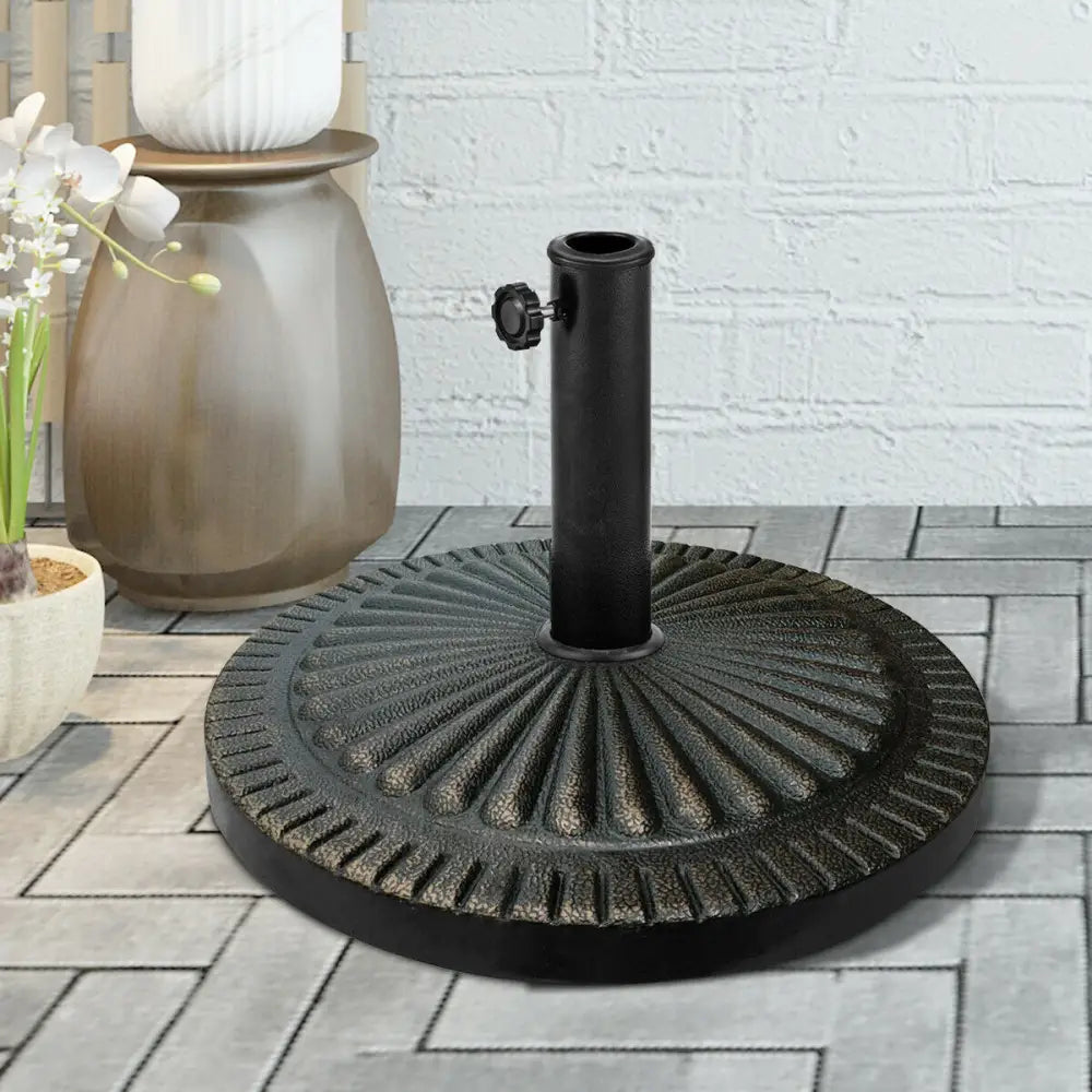 31.5 lbs Market Heavy-Duty Outdoor Stand Bronze Umbrella Base - Black - Outdoor Umbrella Bases