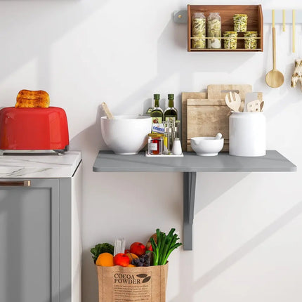 31.5 x 23.5 Inch Wall Mounted Folding Table for Small Spaces-Gray Costway
