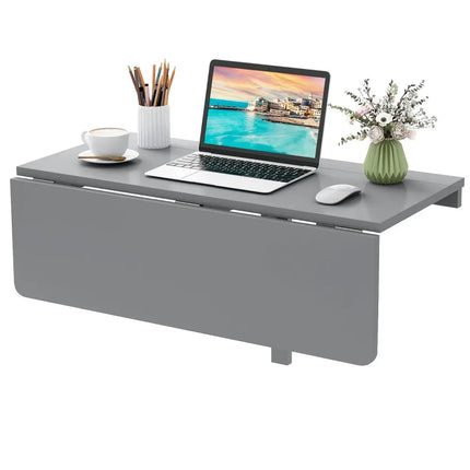 31.5 x 23.5 Inch Wall Mounted Folding Table for Small Spaces-Gray Costway