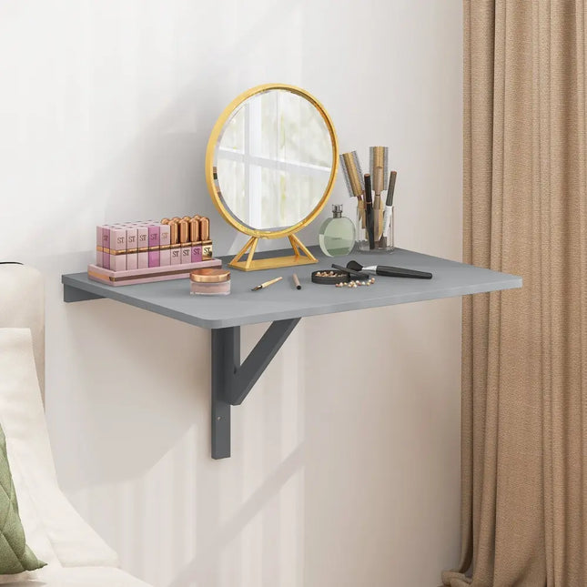31.5 x 23.5 Inch Wall Mounted Folding Table for Small Spaces-Gray Costway