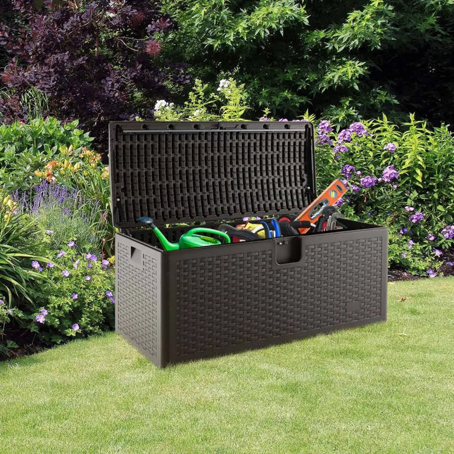 31/73/100 Gallon All Weather Storage Container with Lockable Lid-L - Brown - Sheds & Outdoor Storage