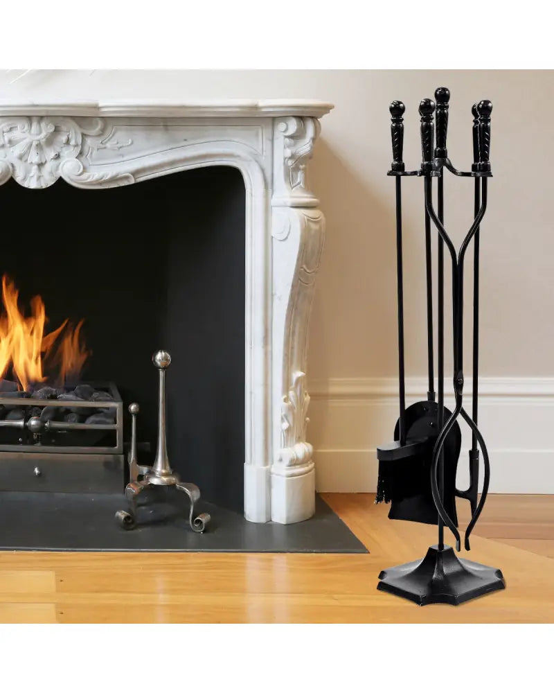 31 Inch 5 Pieces Hearth Fireplace Fire Tools Set - Black - Fireplace Tools