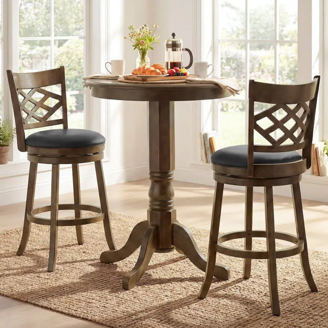 31 Inch Counter Height Bar Stools Set of 2 with Rubber Wood Frame-31 Inch Costway