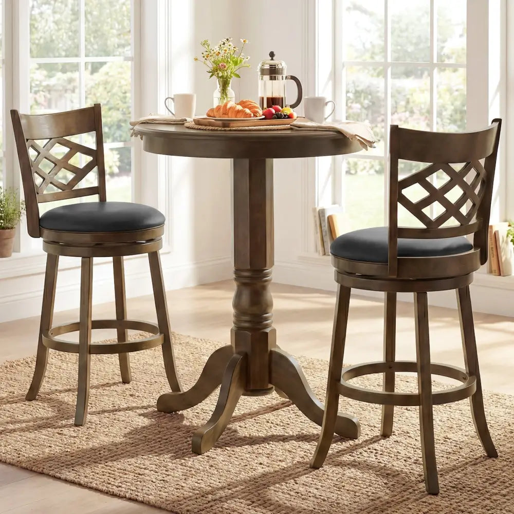 31 Inch Counter Height Bar Stools Set of 2 with Rubber Wood Frame-31 Inch Costway