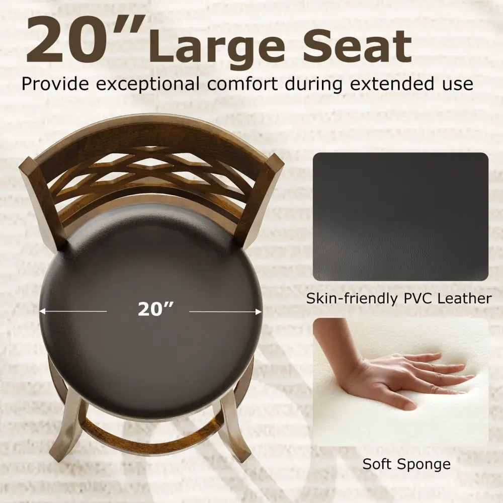 31 Inch Counter Height Bar Stools Set of 2 with Rubber Wood Frame-31 Inch Costway