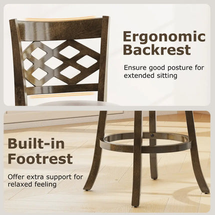 31 Inch Counter Height Bar Stools Set of 2 with Rubber Wood Frame-31 Inch Costway